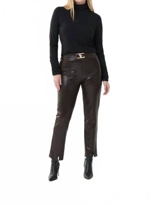Joseph Ribkoff Belted Leatherette Pant In Brown