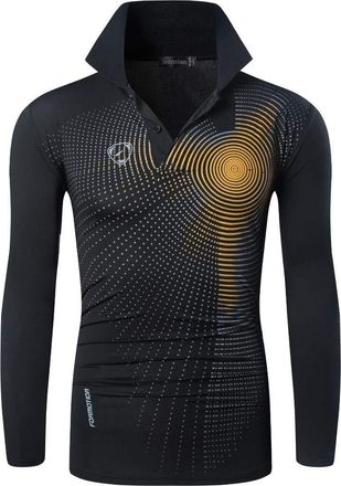 Jeansian Mens Sport Long Sleeves Polo T-Shirts Wicking Running Tee Shirt LA306 Black XL