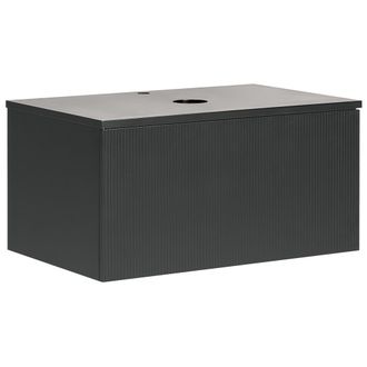 Beliani Beliani - Mueble De Ba&ntilde;o Flotante Frente Acanalado 1 Caj&oacute;n 80 X 52 Cm Negro Alzira