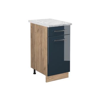 Vicco Muebles De Cocina Fame-line, Azul Oscuro Alto Brillo, 40 Cm, Et M&aacute;rmol