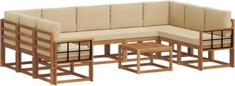 vidaXL Conjunto De Sof&aacute;s De Exterior 10 Uds. Natural Y Beige Vidaxl