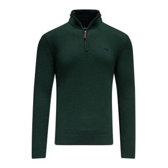 Raging Bull Mens Classic Knitted Cashmere Blend Quarter Zip Jumper (XXL) (Forest)