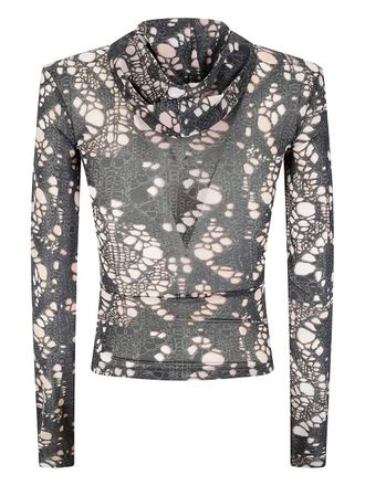 Avavav hooded distressed top - women - Nylon/Spandex/Elastane - S - Black