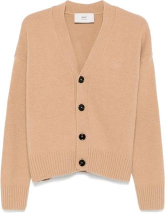 Ami Beige Wol Kasjmier Casual Vest - Dames - Vesten - Beige - M - Wol - Truien & Vesten
