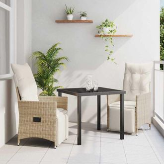 vidaXL Vidaxl - Conjunto De Comedor De Jard&iacute;n Con Coj&iacute;n 3 Pcs Beige Polirat&aacute;n