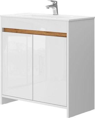 Vicco Conjunto de muebles de baño Lemgo, Blanco, 2 partes, armario bajo 80 cm