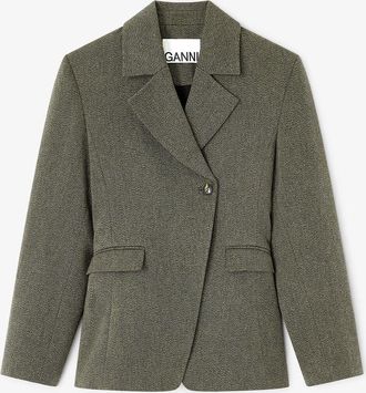 Ganni Green Mouline Blazer