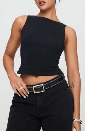 Princess Polly Bleeker Boat Neck Crop Tank in Black at Nordstrom, Size 10
