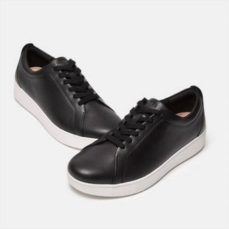 FitFlop Womens Rally Leather Panel Sneaker In Black