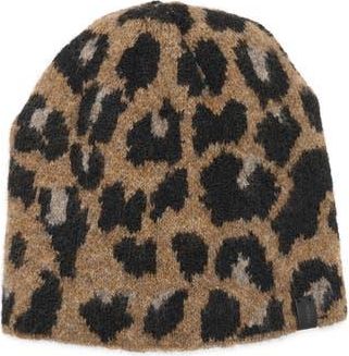 AllSaints Leopard Print Knit Beanie in Natural at Nordstrom Rack