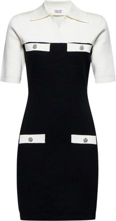 Silvian Heach Korte Jurk met Contrastdetails - Dames - Korte kleedjes - Zwart - S - Polyester - Kleedjes
