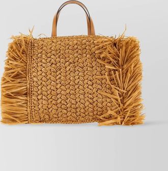 Etro fringed woven tote bag