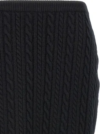 Alessandra Rich Cable-Knit Wool Skirt - Black