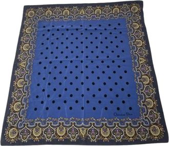 Dior Pre-owned Scarves, female, Blue, Size: ONE SIZE Pre-owned Silk Scarf