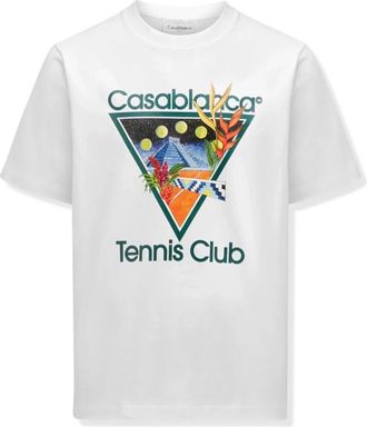Casablanca Tennis Club Icon T-Shirt - Heren - T-shirts - Wit - 2XL - Katoen - Tops