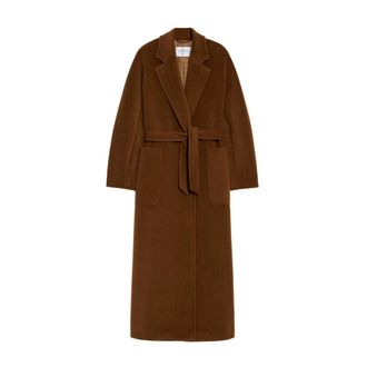 Max Mara Belted Coats, female, Brown, XS, Brown Camel Coat Lapel Collar Belt