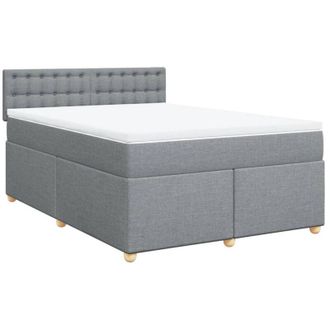 vidaXL Vidaxl - Cama Box Spring Con Colch&oacute;n Tela Gris Claro 160x200 Cm