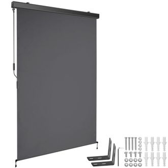 TecTake Toldo vertical con manivela, 2 soportes pared, 120x250 cm, negro