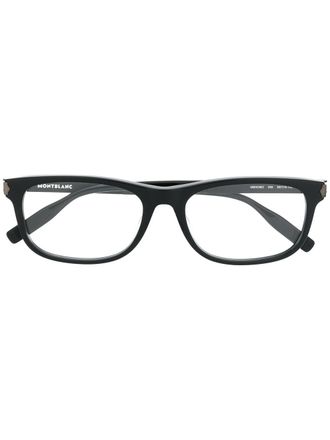 Montblanc rectangular frame glasses - unisex - Acetate - 56 - Black