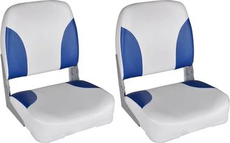 vidaXL 2x Asiento Barco Respaldo Plegable Coj&iacute;n Azul Blanco 41x36x48cm Vidaxl