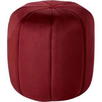Beliani Pouf rotondo moderno in velluto Glam Soggiorno Camera da letto Rosso Scuro Selby