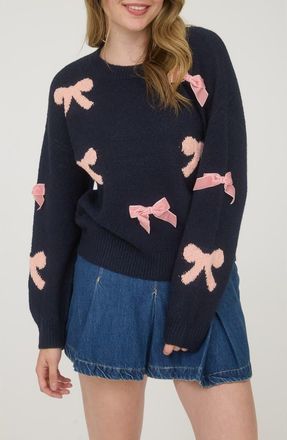 Blu Pepper Bow Embellished Sweater in Navy at Nordstrom Rack, Size Medium