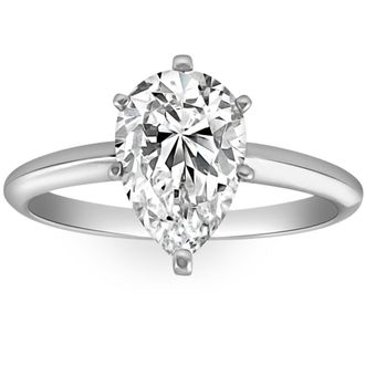 Pompeii3 2CT Platinum Pear Shape Diamond 6-Prong Solitaire Engagement Ring Lab Grown