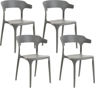 Beliani Conjunto De 4 Sillas Polipropileno Resistente Interior Exterior Gris Claro Gubbio