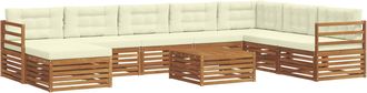vidaXL Conjunto De Sof&aacute;s De Exterior 9 Uds. Natural Y Crema Vidaxl