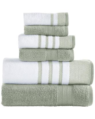 Modern Threads 6Pc Quick Dry White/Contrast Towel Set