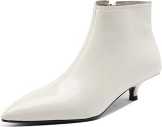 Generic Womens Pointed Toe Ankle Boots Slim Stiletto Heels Side Zipper Smooth Upper Sleek Silhouette Soft Lining Cushioned Insole Durable Non-Slip Outsole,Whi