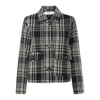 Inwear Light Jackets, female, Multicolor, XL, Black/White Jacket with Shirt Collar