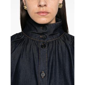 Iro Tencel Satin with Gathered Detailing Shirt - Blue