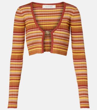 Bananhot Ann ribbed-knit striped cropped cardigan