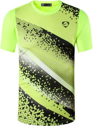 Jeansian Mens Sports Short Sleeves T-Shirt Running Tee Sportswear LSL231 GreenYellow S