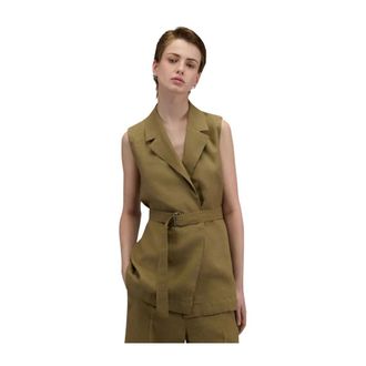 Xacus Blazers, female, Green, Size: 2XL Gilet in lino