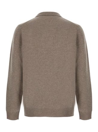 Soft Goat Polo Collar Cashmere Sweater - Gray