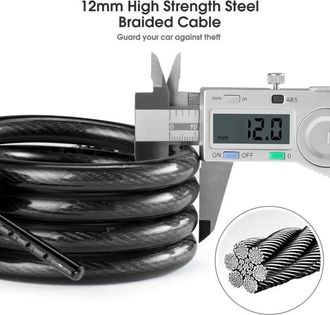 OEM Lucchetto Antifurto Per Bicicletta, Scooter, Moto, Cancello, 120 Cm &times; 12 Mm, Cavo In Acciaio Temprato Con Combinazione A 5 Cifre