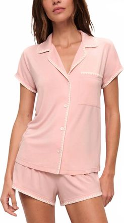 Eberjey Frida Tencel Modal Shortie Pajama Set In Silver Pink / Ivory