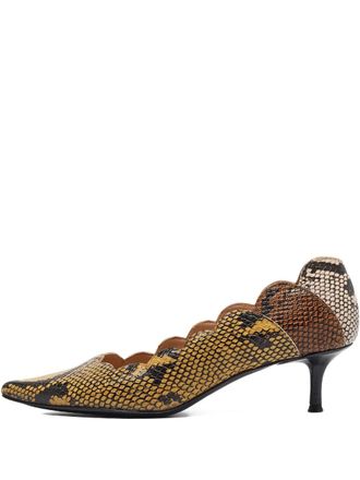 Chlo&eacute; 50mm snakeskin-embossed leather pumps - Yellow