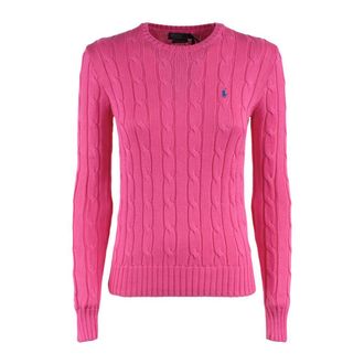 Ralph Lauren Regatta Pink Cotton Cable-Knit Crew Neck Sweater