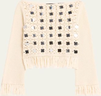 Toccin Camilla Mirror Long-Sleeve Fringe Top