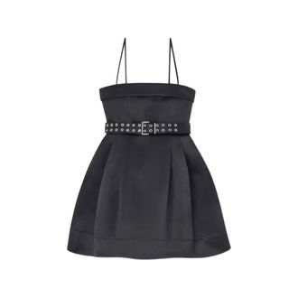 Ganni Belted Spaghetti-strap Mini Dress