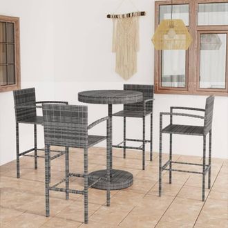 vidaXL Muebles De Bar De Jard&iacute;n 5 Piezas Rat&aacute;n Sint&eacute;tico Gris Vidaxl