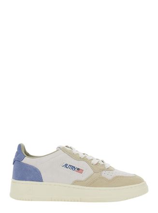 Autry medalist Blue Low Top Sneakers With Logo Detail In Leather And Suede Woman