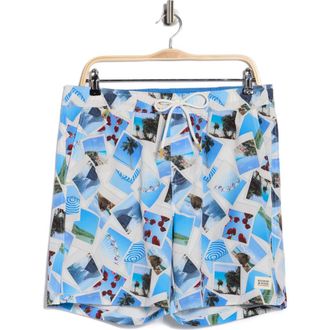 Scotch & Soda Polaroid Print Swim Trunks in Bright White at Nordstrom Rack, Size X-Large