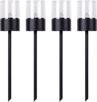 N&auml;ve 0 Juego De 4 Luces Led Solares Para Exteriores Naeve Con Punta Negra, Sensor De Amanecer A Anochecer, Ip44