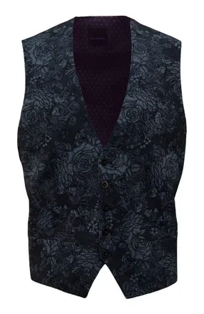 Lords of Harlech Wesley Tailored Wool Waistcoat in Roma Floral Char at Nordstrom, Size 40