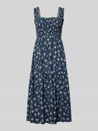 Apricot Midikleid mit R&uuml;schen und Karree-Ausschnitt in Marine, Gr&ouml;&szlig;e XXL