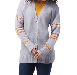 Smartwool Womens Cozy Lodge Merino Wool Boyfriend Cardigan In Purple Eclipse Heather
